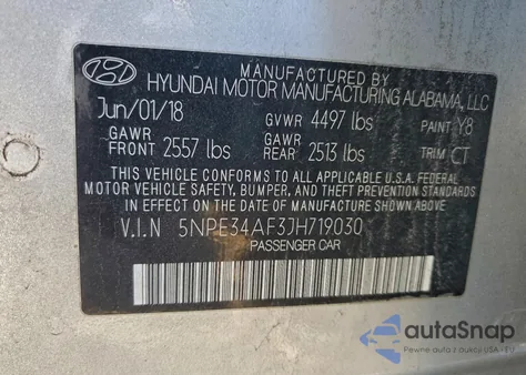 2018 Hyundai Sonata Sport from USA, damaged, VIN 5NPE34AF3JH719030